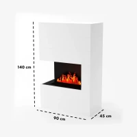 Glow Fire Tucholsky Rechtszijdig - OMC 600 | Vrijstaande Waterdamphaard, Grijs, 91 cm x 150 cm x 35 cm