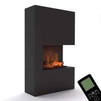 Glow Fire Tucholsky Linkszijdig Zwart - OMC 600 | Vrijstaande Waterdamphaard, Zwart, 91 cm x 150 cm x 35 cm