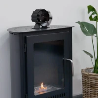 Zwarte kachel ventilator voor bovenop de houtkachel en bio-ethanol haard, die de warmte gelijkmatig door de ruimte verspreidt.