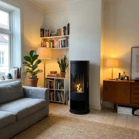 Washington vrijstaande biohaard in een houtkachel design. Brandtijd 6 uur. Maat: H: 112,4 x B: 42 x D: 42 cm.