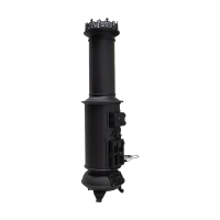 Klassieke vrijstaande bio-ethanolkachel in zwart, met regelbare vlam en milieuvriendelijke bio-ethanolbrandstof.