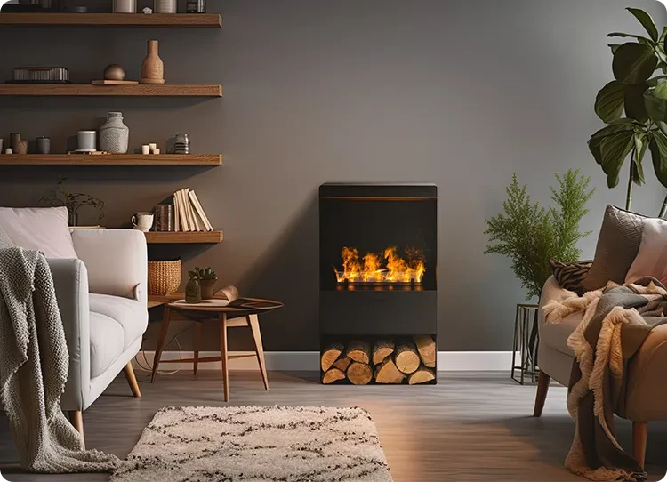 Kominek wolnostojący na parę wodną firmy Planika