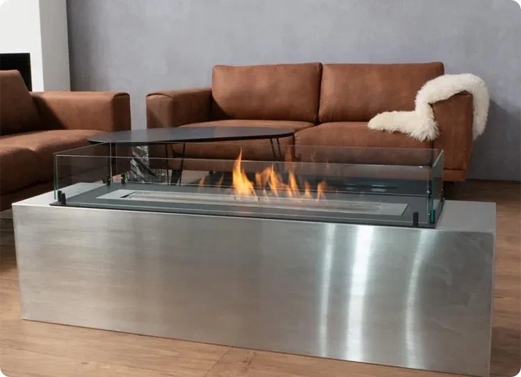 Foco Free wolnostojący wbudowany kominek na bioetanol z pilotem