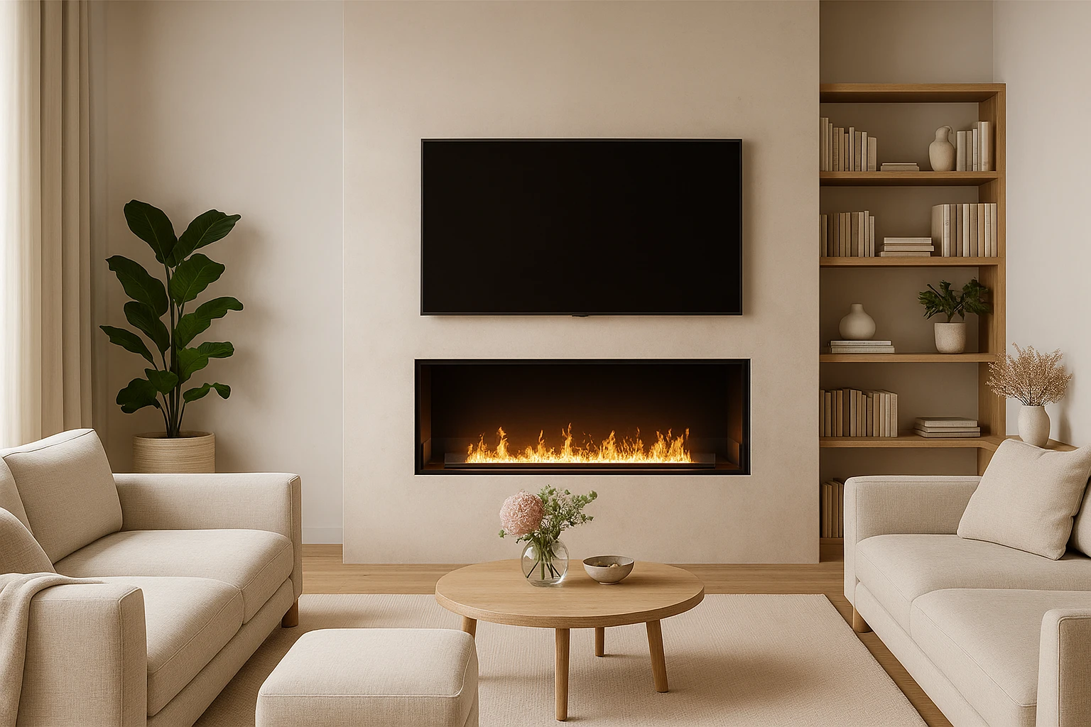 Camino Finto Decorativo con Parete Mediale