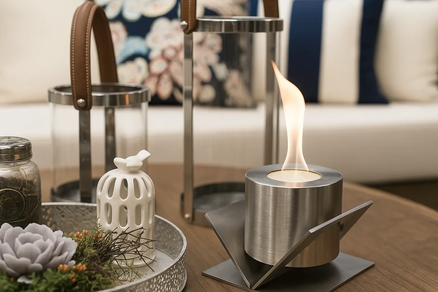 caminetto bioetanolo da tavolo moderno